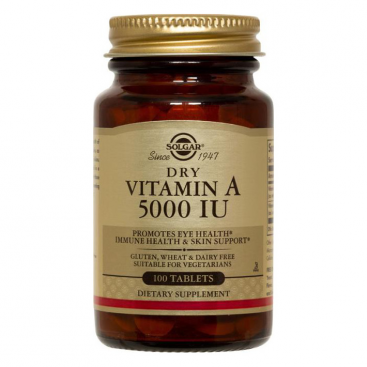 Vitamina A "seca" 5000 ui. 100 comprimidos, Solgar
