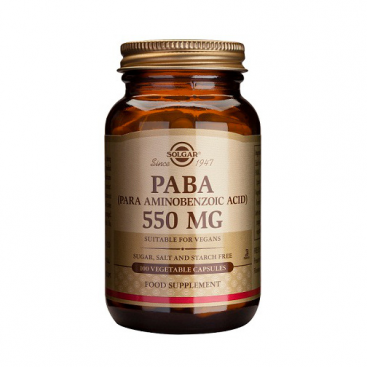 P.A.B.A. (acido paraminobenzoico) 550mg. 100 cápsulas, Solgar
